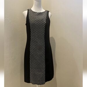 Isabel & Nina Elegant Black and White Geometric Midi Dress NWT